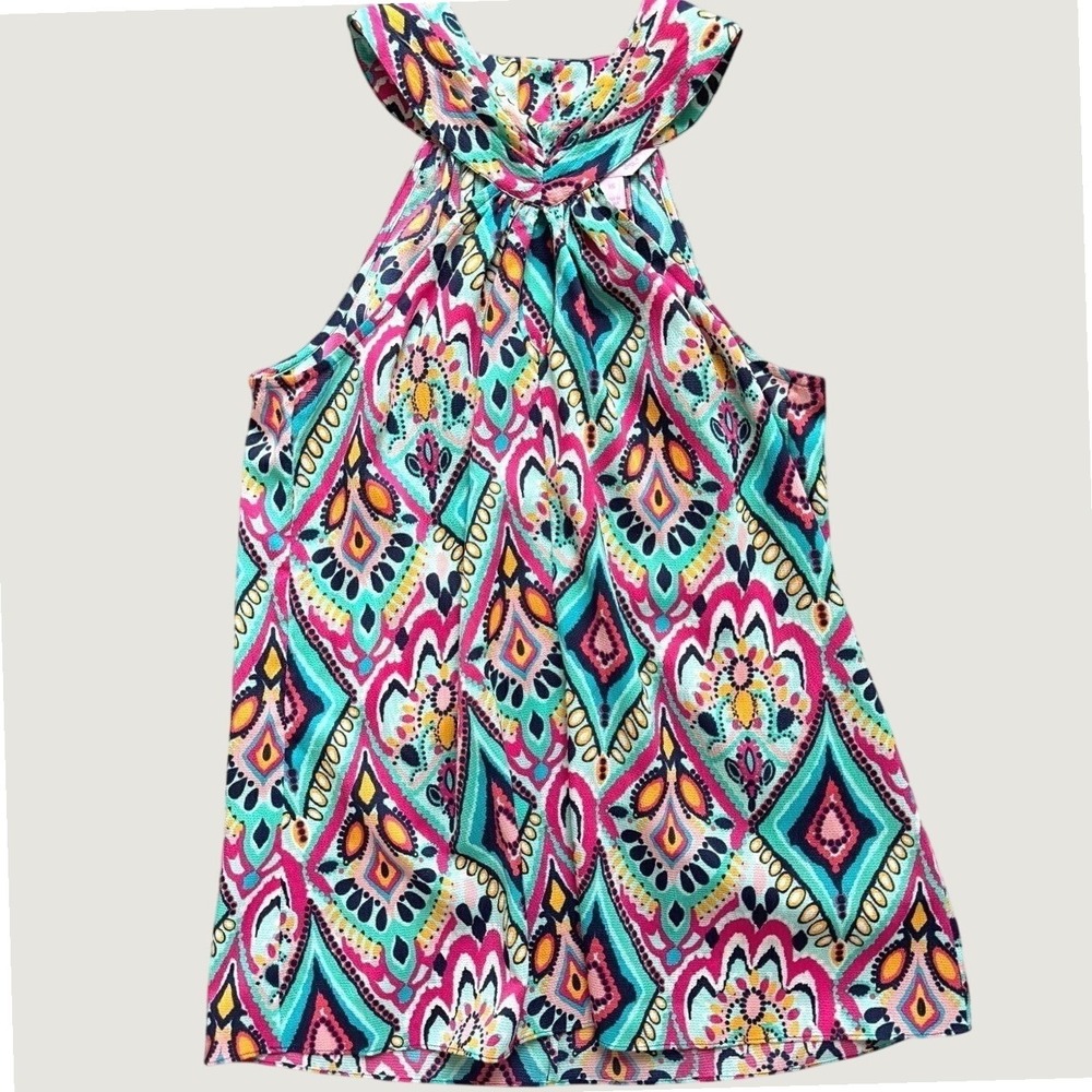 Lilly Pulitzer Halter Top XS‎ Multicolor Geometric Easter Paisley Spring Art